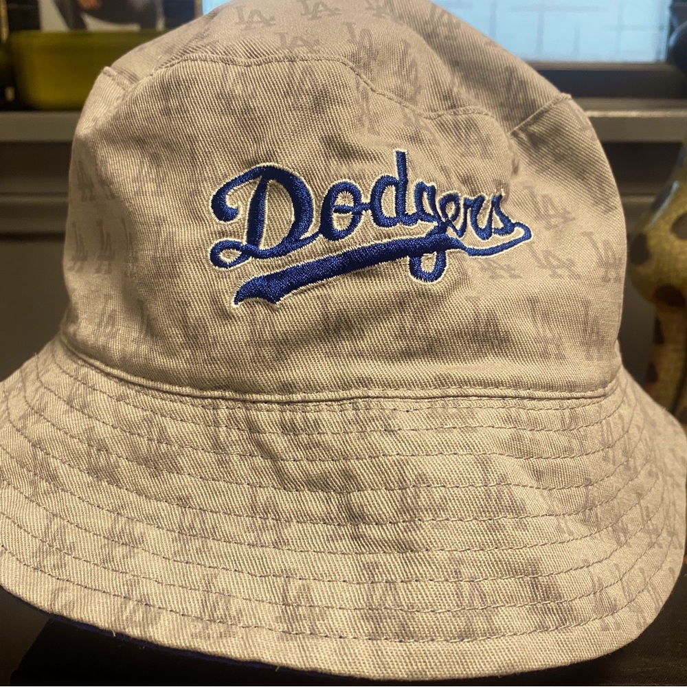 LA Dodgers Monogram & Embroidered Reversible Bucket Gray Hat With Company Logo